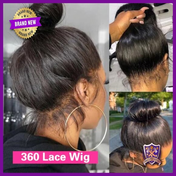 360 Full Lace Front Wig Human Hair 200 Density Pre Plucked 18 Inch main image 4